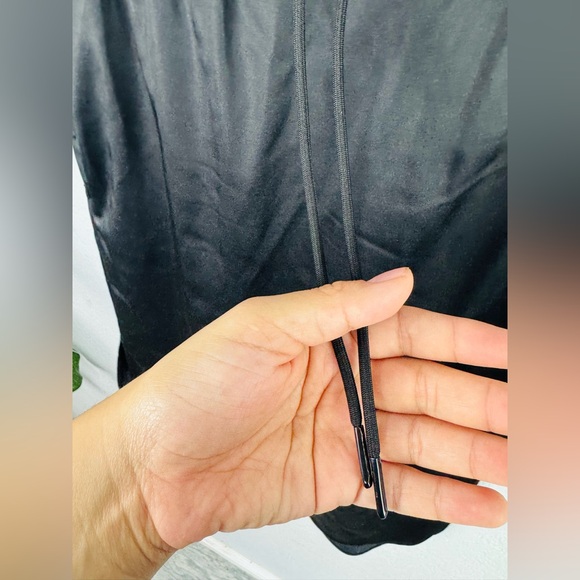 T BY ALEXANDER WANG Asymmetric Black Satin Drawstring Midi Skirt - Picture 6 of 10